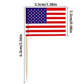 USA Flag American Miniature Toothpick Flags Decorations Small Cupcake Toppers Cocktail Food Flags Decor for Independence Day Party Bar (100 Pack)