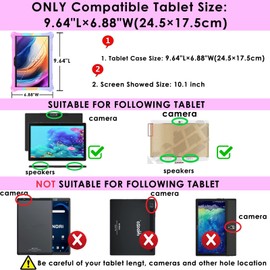 DETUOSI Silicone Case Compatible with Dragon Touch Notepad K10, 10 inch Universal Tablet Case, Multi-Angle Protective Cover for ZONKO K105 10 inch, Winsing 10 with Strap & Stylus Pen, Black