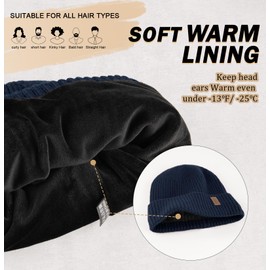 Wmcaps Beanie Hats for Men Women, Fleece Lined Beanie Warm Winter Caps Unisex Fashion Knit Cuffed Cap (Navy Blue)