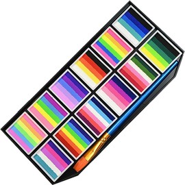 Kit De Pintura, Pintura Corporal Arcoíris para Niños Adultos, Juego De Maquillaje De Paleta De Pintura De Pastel Dividido a Base De Agua Segura Y No Tóxica para Halloween Navidad Cosplay