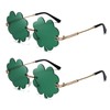 HSMHLYYB St Patricks Day Glasses, 2 Pairs of Four Leaf