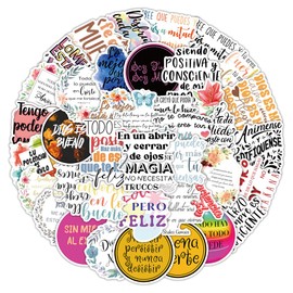 Spanish Motivational Stickers 50PCS,Motivational Positive Quote Waterproof Sticker for Water Bottles Journal Scrapbook Computer Laptop Guitar Phone Skateboard Luggage Bike for Kids Teens Students