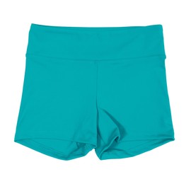 Destira Girls Gymnastic High Waisted Shorts, Turquoise - Compression Athletic Performance Sport Shorts, Ideal for Gymnastics, Practices, Dance, Cheer, Tumbling, and More, Child M (8)