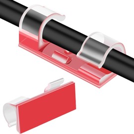 Clear Adhesive Cable Clips | Heavy-Duty Cord Organizers for Desk/Wall/Car/Xmas Lights | Indoor/Outdoor Waterproof Wire Holders with Residue-Free Removal (50pcs) (Clear, Small-50pcs)