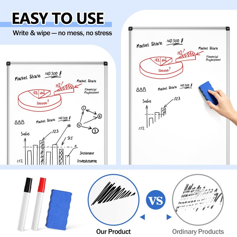Whiteboard Easel 36 x 24 Inches, Magnetic Portable Dry Erase