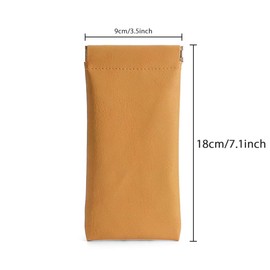 Ldirect 3 Pack Leather Eyeglasses Cases PU Soft Sunglasses Pouch Squeeze Top Portable Glasses Cases for Men Women (Pink Yellow Green)