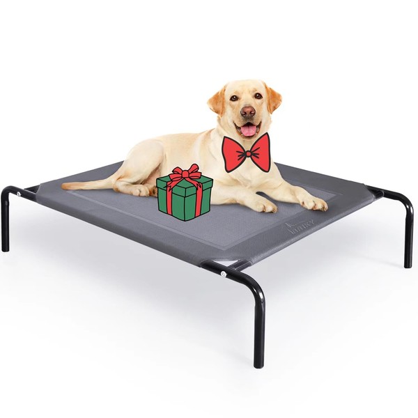 BRIKY Elevated Dog Bed, Outdoor Raised Dog Cots Beds for Extra Large Medium Small Dogs, Portable Pet Beds with Cooling Washable Mesh XL