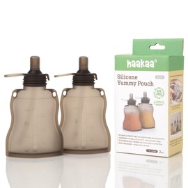 haakaa Silicone Yummy Pouch (4.5 oz) – Reusable Snack Pouch for Babies/Toddlers/Kids – Leak-Proof, Food-Grade Silicone: Freezer & Dishwasher Safe (2-PK)