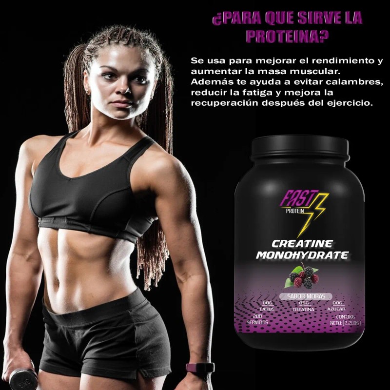 Creatina Monohidratada Fast Protein 1kg 200 Servicios Varios Moras-
