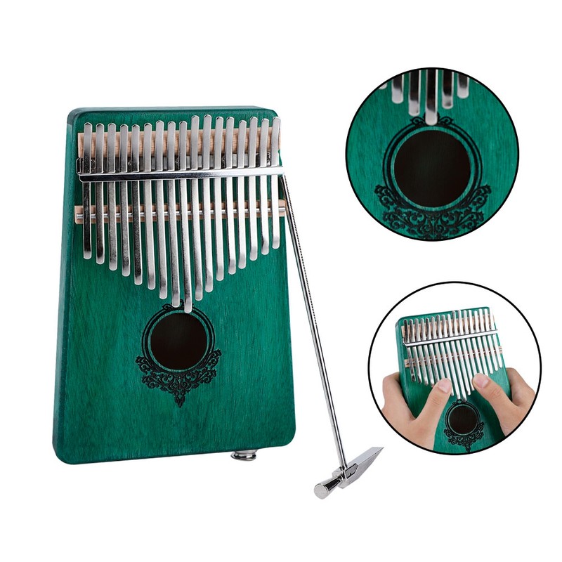 17-Key Kalimba Portable Thumb Piano Mahogany Wooden Body with Build