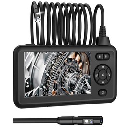 HD Waterproof Industrial Endoscope with Dual Lenses: 1080P, 8.0mm, 4.3" LCD, 8 LED, 16.5ft Semi - rigid Cable(Black) Car Scanner Fixed - Color: BLUE