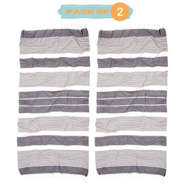 MOMOMUS Pack of 2 Fouta XL or Beach Towel Cotton 100% - Absorbent, Ultra Soft, Compact - Beach Towel Fringe and Hammam Towel Thin Sauna, Spa and Pool - Grey, 90 x 180 cm