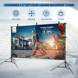 ZBWW Backdrop Stand 6.5x10ft, Photo Video Studio Adjustable Backdrop Stand for Parties, Wedding, Photography, Advertising Display