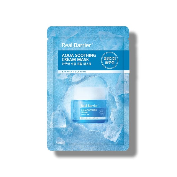 Real Barrier Aqua Soothing Gel Cream Face Mask for Sensitive Dehydrated Oily Skin, 10ea, Korean Cotton Gauze Sheet Mask with 8 Hyaluronic Acids, Cooling, Soothing, Hydrating, Moisturizing