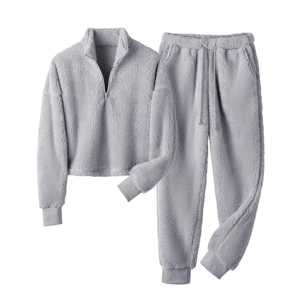 TAQCUX Womens Winter Pajamas Sets Soft Comfy Fleece Pullover Sherpa