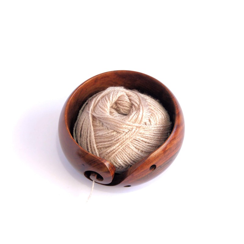 Rose Wood Yarn Bowl - 6" x 3" with Free