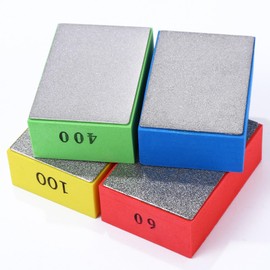 BCENG 4 Stück Diamant-Schleifblock-Set Diamant-Handpolierpads Glas Schleifen Pads Schleifblöcke Polierpads zum Schleifen von Beton Glas Stein Granit Marmor 60#, 100#, 200#, 400# 4 Farben