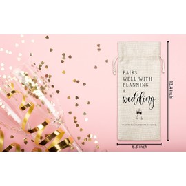 Wedding Wine Gift Bag, Wine Bag for Bride and Groom, Couples, Her, Him, Wedding, Engagement, Save the Date Wedding, 1 Pc Burlap Wine Bottle Cover Bag (a22)