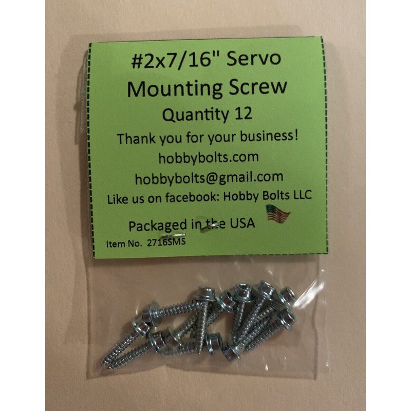Hobby Bolts #2x7/16 Servo Mounting Screw Hex Drive Qty:2 Packs