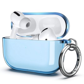 ULAK Compatible with Airpods Pro Case, Designed Protective Cover Soft TPU Transparent Shockproof Case Accessories with Keychain for Airpods Pro 1st Generation 2019, SkyBlue