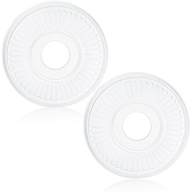 Liliful 2 Pieces PU Ceiling Medallion for Light Fixtures White Ceiling Light Decorative Fan Medallion Lighting Ceiling Ring Covers 13"OD x 3.5"ID Molded Round Ceiling Medallions for Chandeliers Home