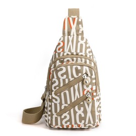 Hiflyer Crossbody Bag for Women, Trendy Fanny Pack, Sling Purse (Khaki Alphabet)