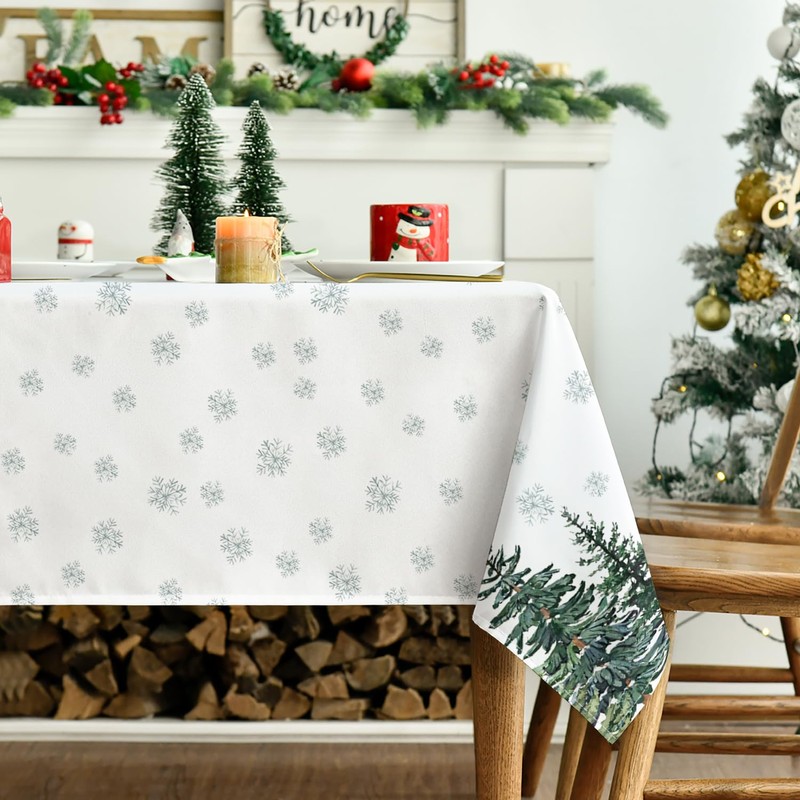 Artoid Mode Snowflakes Pine Trees Christmas Table Cloth, Rectangular 140x200