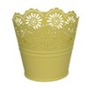Kaemink Summer Bulb/Flower Plant Pot/Metal Planter - Ditsy Floral Cutout Detail - 10.5 cm - (Yellow)