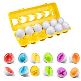 Matching Eggs 12 pcs Set Easter Eggs, Educational Color & Shape Recognition Sortere Skills Study Early Learning Educational Fine Motor Skill