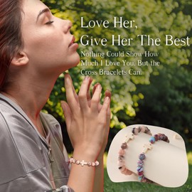 Btysun Easter Gifts for Teens Christian Bracelets Religious Gifts for Women Bead Bracelet Baptism Faith Jesus Easter Stuffers Jewelry