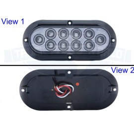 optronics (2) Trailer Truck RED LED 6" Oval Stop Turn Tail Light Clear lens Surface mount
