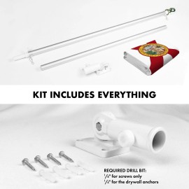 UD_G128 Combo Pack: 6 Ft Tangle Free Aluminum Spinning Flagpole (Silver) & Florida FL State Flag 3x5 Ft, StormFlyer Series Embro