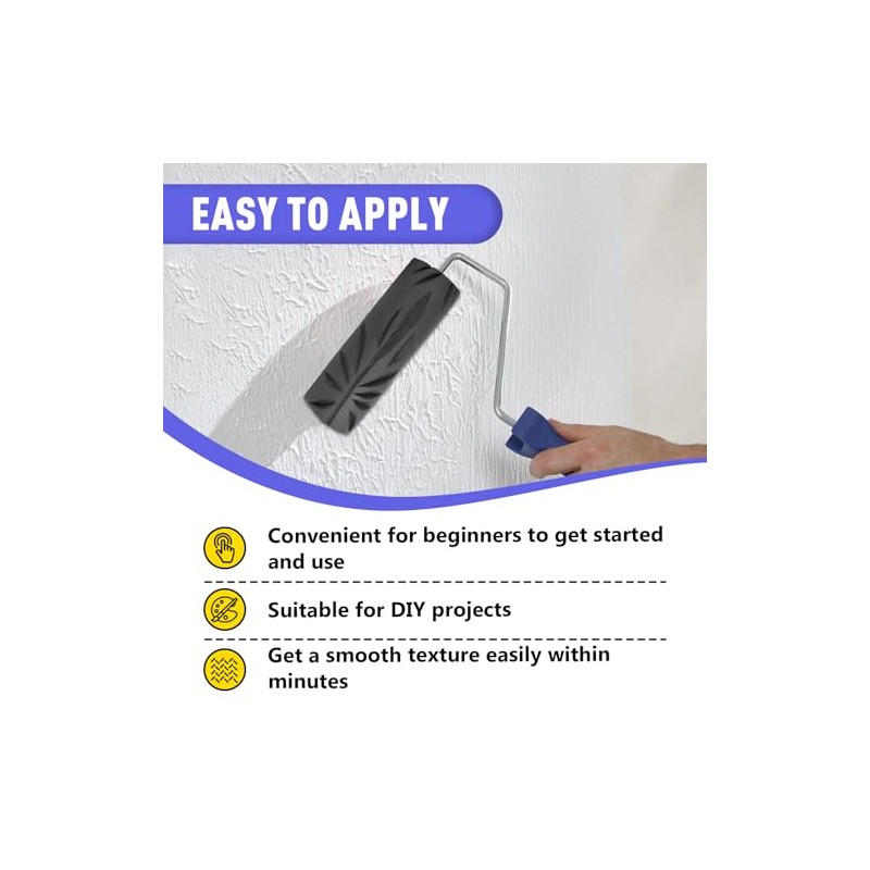 9 Inch Drywall Texture Roller, with Crow's Foot Pattern Design,