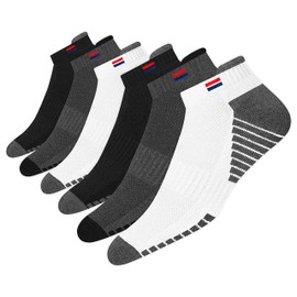 NAVYSPORT 6 Pairs Ankle Socks Men Women Cushioned Running Training Socks, Pack of 6, 13-15