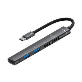 Coverzone Type-C Hub, 5in1, 3 Adet Type-C, 2 Adet USB-A Çoklayıcı, Type-C Kulaklık Çıkışlı USB C Hub Adaptörü Macbook ile Uyumlu H01