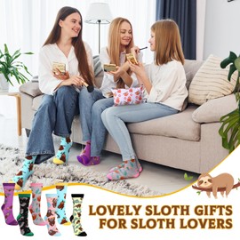 Yeyeplum 18 Pcs Sloth Gifts for Women Christmas Inspirational Gifts for Sloth Lovers, Cute Sloth Print Makeup Bag Sloth Sticky Notes 3''x4'' Memo Pads Novelty Sloth Socks, Birthday Gift for Friends