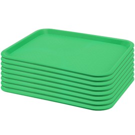 SEUNMUK 8 Pack 12 x 16 Inch Plastic Fast Food Trays, Scratch-Resistant Green Cafeteria Tray, Fast Food Serving Trays for School, Cafeteria, Restaurant