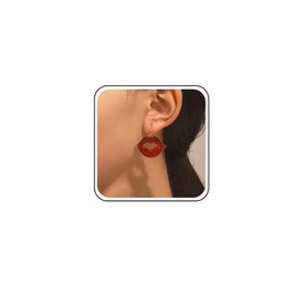 TseenYi Lips Earrings Red Lips Lipstick Earrings Lips Drop Earrings Sweet Lips Kiss Dangle Earrings Strange Lips Charm Earrings, Zinc