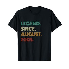 20 Years Old Legend Since August 2005 20th Birthday T-Shirt