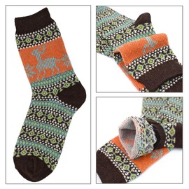 YZKKE 5Pack Womens Vintage Winter Soft Warm Thick Cold Knit Wool Crew Socks, Multicolor, free size