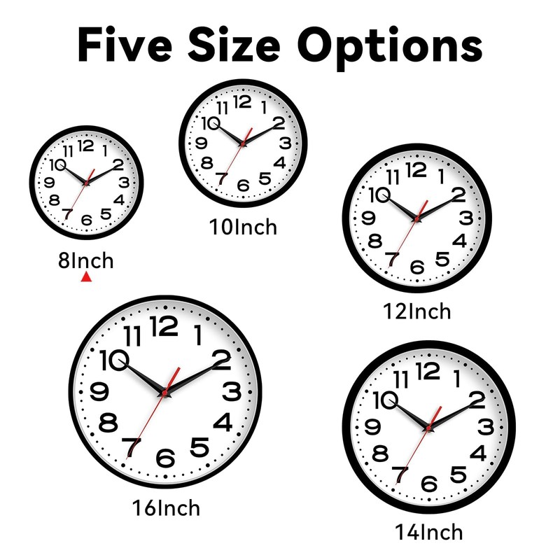 Roymnie Wall Clock Silent Non-Ticking Modern Clock Battery Operated 8