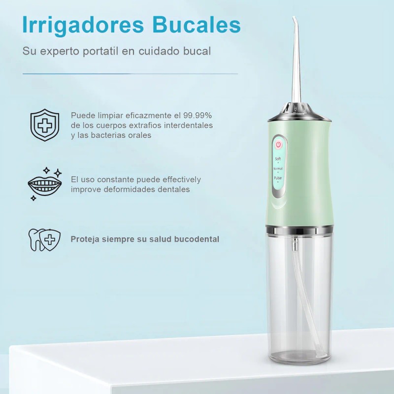 Irrigador Bucal Limpiador Dientes Eléctrico Boquillas Color Verde