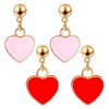 2 Pairs of Red Heart Earrings, Hanging Earrings, Heart Red,