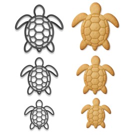 Mighty Gadget Ocean Turtle Cookie Cutter & Stamp Trio – 3 Sizes (4", 3", 2") (Random Color)