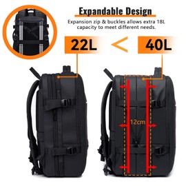 Travel Backpack for Men Women 40L Carry on Backpack Flight Airline Approved, Expandable Luggage Bags 15.6 Inch Laptop Computer Backpack Anti-Theft Weekender Bag Overnight Daypack Business Backpack