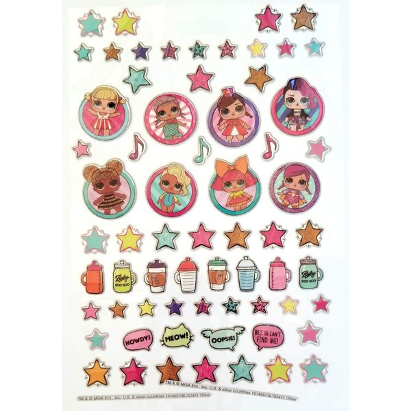 Pink LOL Dolls Sticker Set: Earring Stickers (24 Pairs) & Stickers Book (4 Sheets, Includes Puffy Stickers)