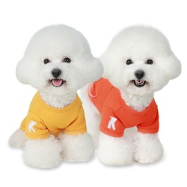 Koneseve Dog Shirts Breathable Cotton Dog Clothes Stretchy T-Shirt for Small Medium Large Dogs Cat Shirt Soft Puppy Outfit Kitten Apparel Pet Pullover Tee Blank Sweatshirt 2-Pack Yellow & Orange XL