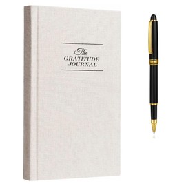 Spardar Gratitude Journal with Metal Pen, Five Minutes Journal a Day for More Happiness, Positivity, Mindfulness & Self Care, A Simple Effective Daily Mindfulness Journal, for Women & Men (White)