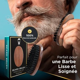 Sakkal Beard Brush Made of Boar Bristles, Antistatic Brush for Men, Perfect for Smooth and Well-groomed Beard, Compact and Robust Design for Daily Care