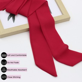 Luckyvestir Ribbon Tie, Black/Red/Navy Bow Tie for Women, Girls Neck Self String Tie School Bolo Bowtie for Uniform Shirts (1pcs:red)